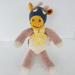 Crochet Knit Cow Sheep Wool 14" Handmade Baby Toy